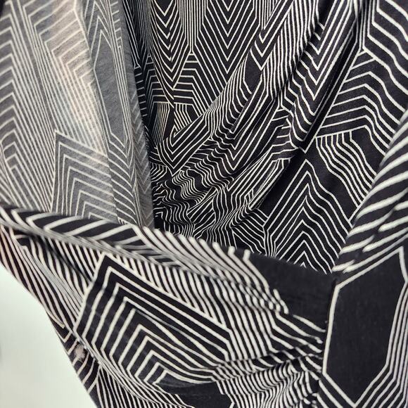 NWT Coldwater Creek Black Geometric Diamond Faux Wrap Dress Women's 10 - Picture 7 of 9